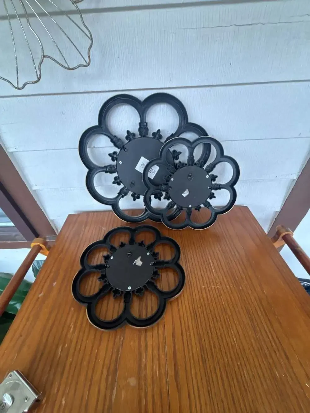 Set of 3 Bronze Flower Petal Shape Decorative Wall Mirrors
